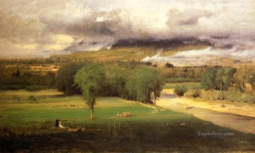 George Inness Painting - Sacco Ford Conway Meadows Tonalist George Inness